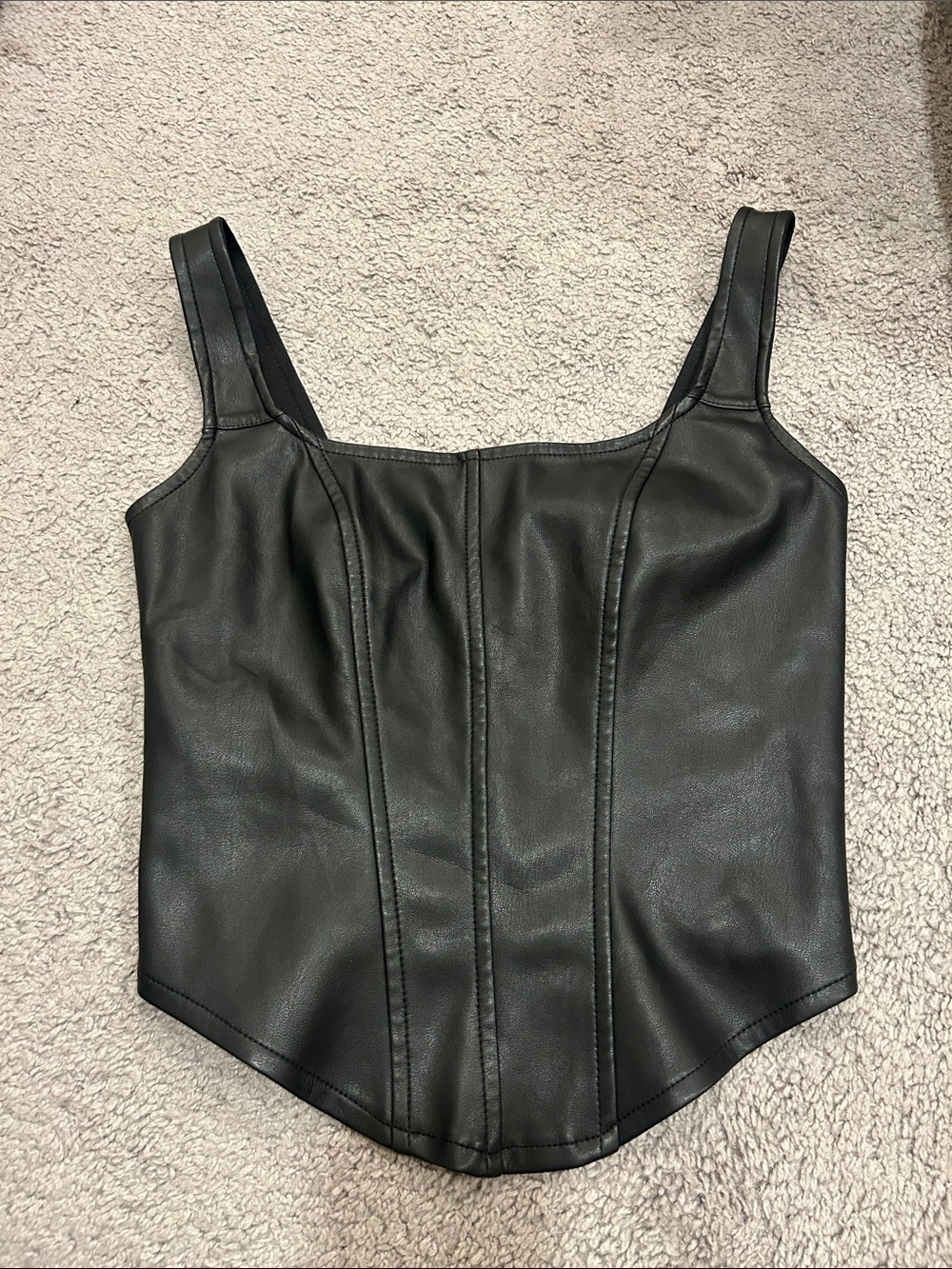 Hollister Black Faux Leather Corset Tank